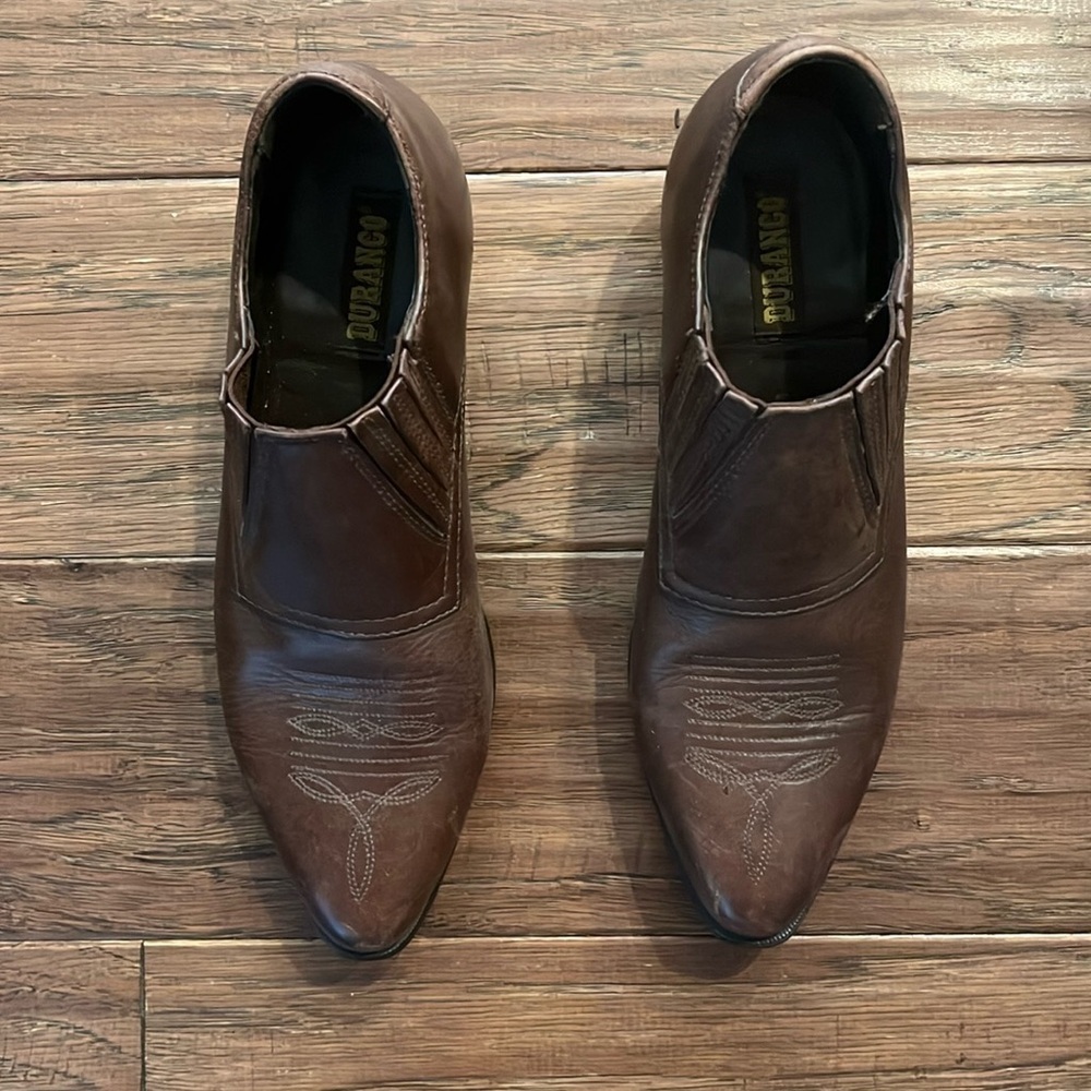 Durango Western Brown Leather Ankle Booties Size 7.5